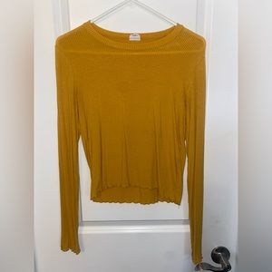 Yellow and maroon long sleeve tops